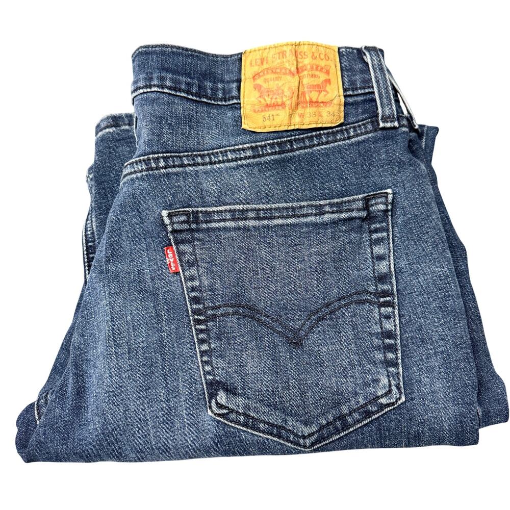 Levi's 541‎ Jeans Mens 33x34 (34x33 ACTUAL) Athletic Taper Blue Denim Stretch